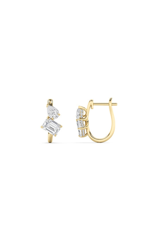 3Cttw Mixed Shaped Lab Grown Diamond (F/VS) Toi etMoi Fashion Earrings in 14K Gold