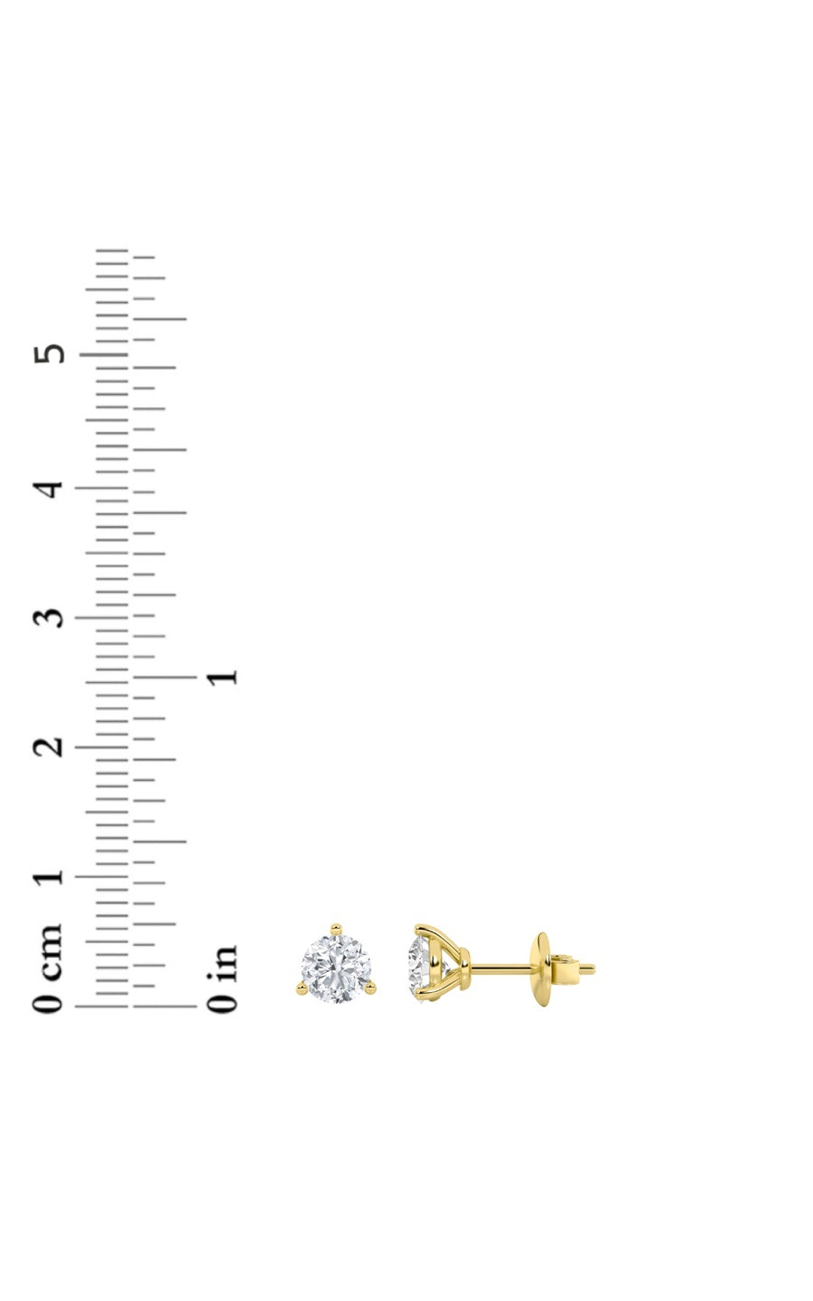 1CTW Round Shaped Lab Grown Diamond (F/VS) Three Prong Stud Earrings in 14K Gold