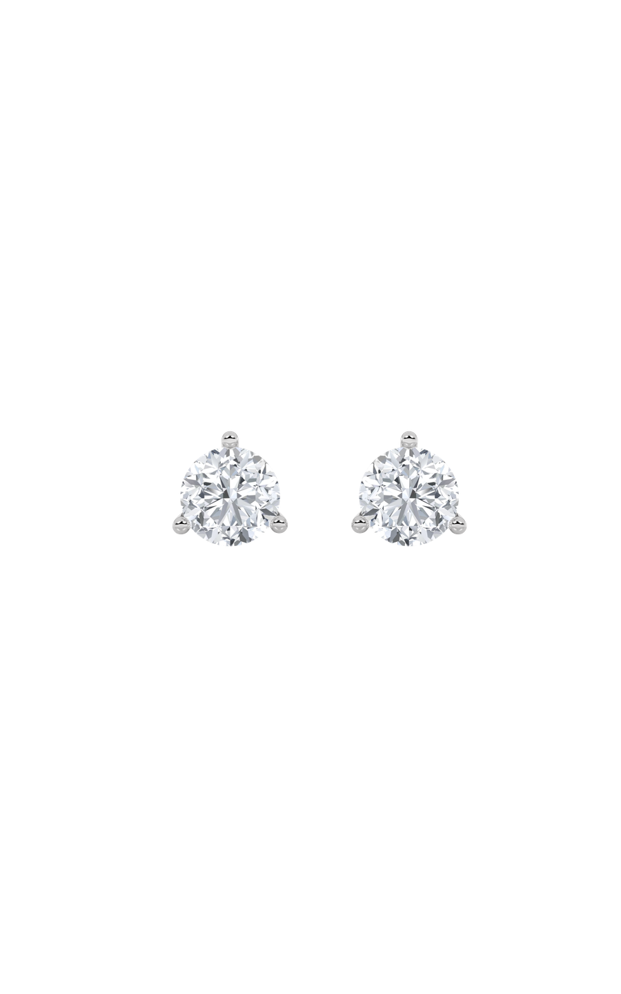 2CTW Round Shaped Lab Grown Diamond (F/VS) Three Prong Stud Earrings in 14K Gold
