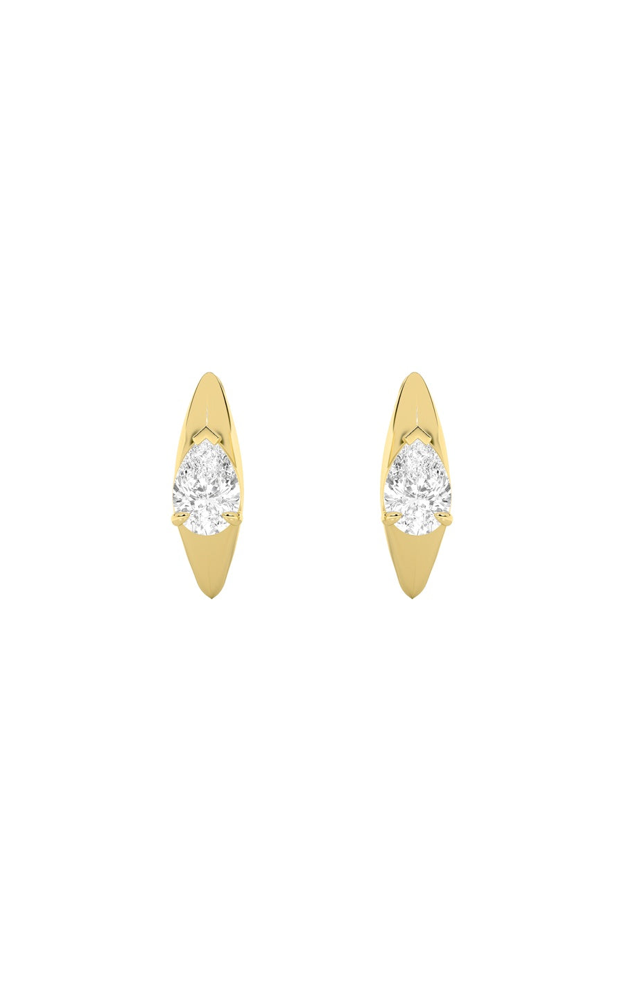 2Cttw Pear Shaped Lab Grown Diamond (F/VS) Solitaire Huggie Earrings in 14K Gold