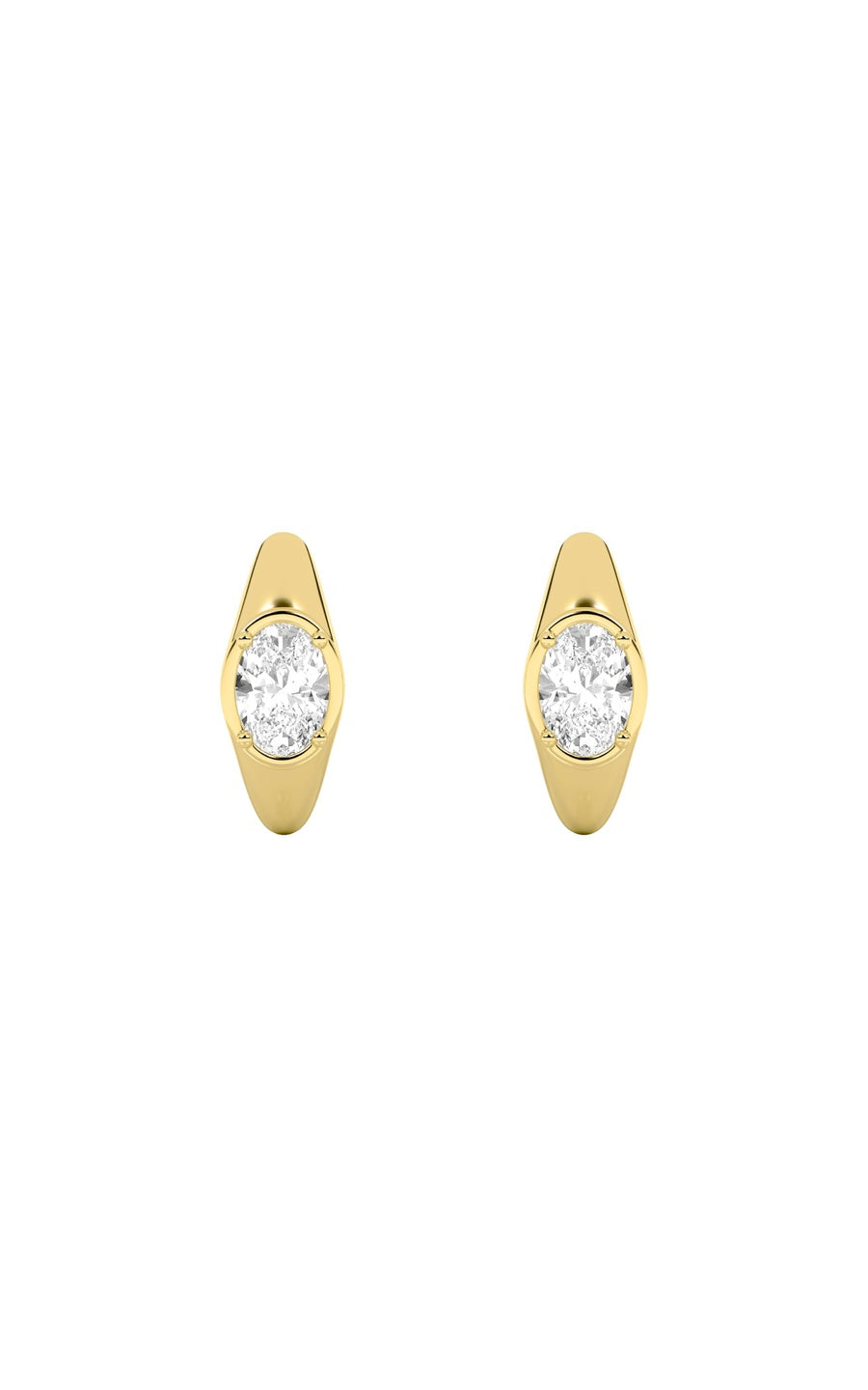 2Cttw Oval Shaped Lab Grown Diamond (F/VS) Solitaire Huggie Earrings in 14K Gold