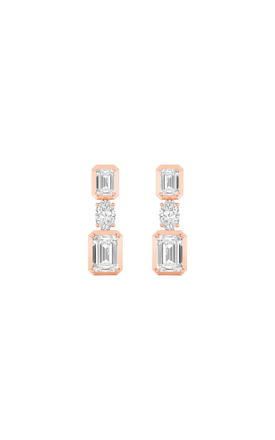 3Cttw Radiant Shaped Lab Grown Diamond (F/VS) Dangle Earrings in 14K Gold