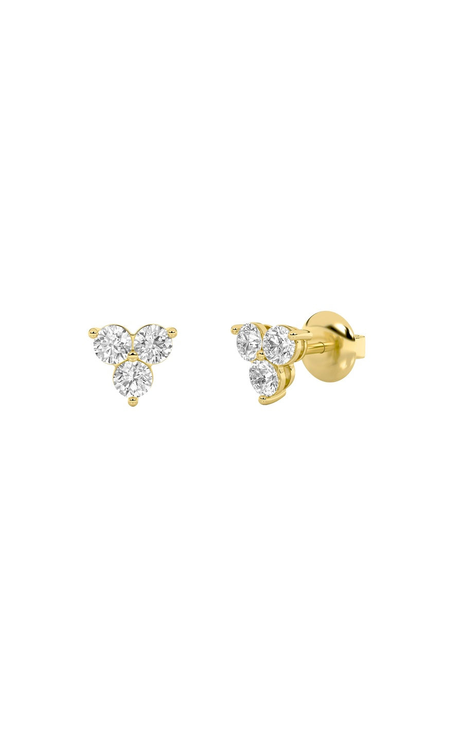 1.5Cttw Round Shaped Lab Grown Diamond (F/VS) Three Stone Earrings in 14K Gold