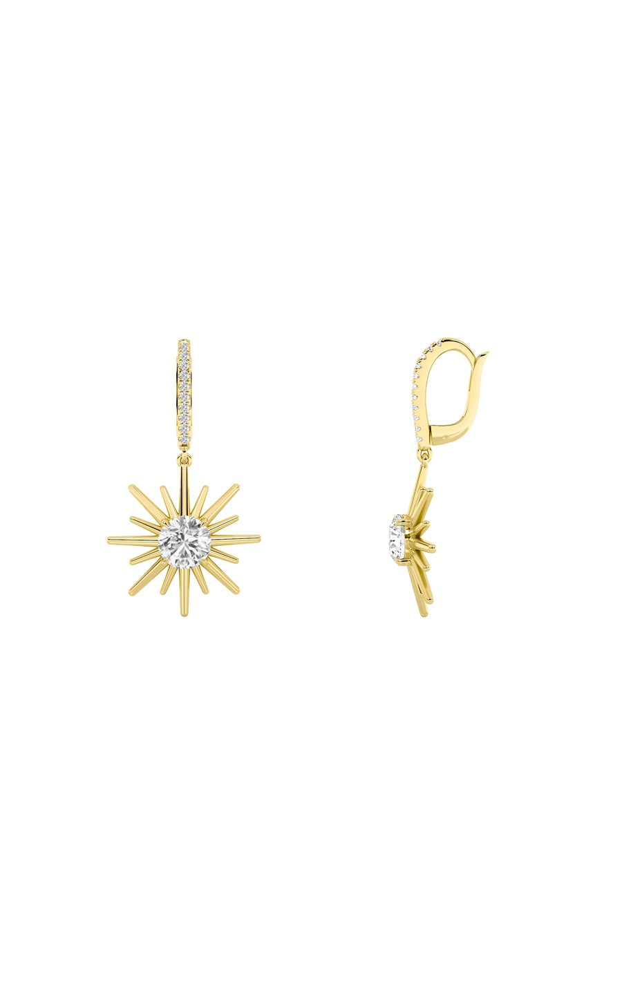 2Cttw Round Shaped Lab Grown Diamond (F/VS) DangleEarrings in 14K Gold