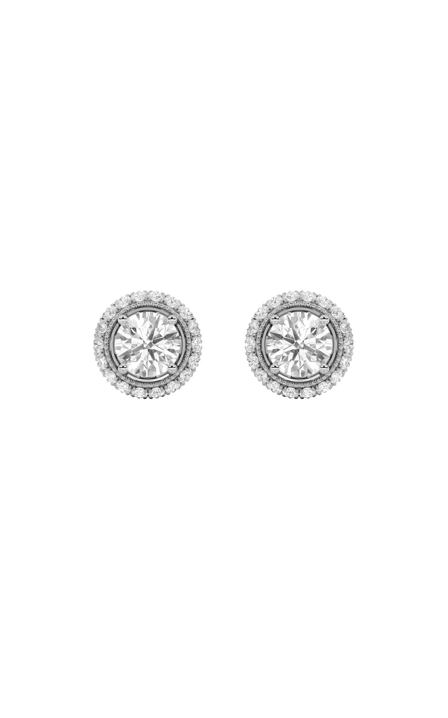2Cttw Round Shaped Lab Grown Diamond (F/VS) Stud Earrings in 14K Gold