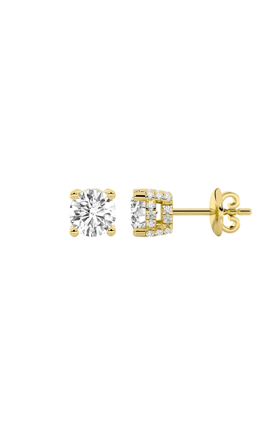 2Cttw Round Shaped Lab Grown Diamond (F/VS) Stud Earrings in 14K Gold
