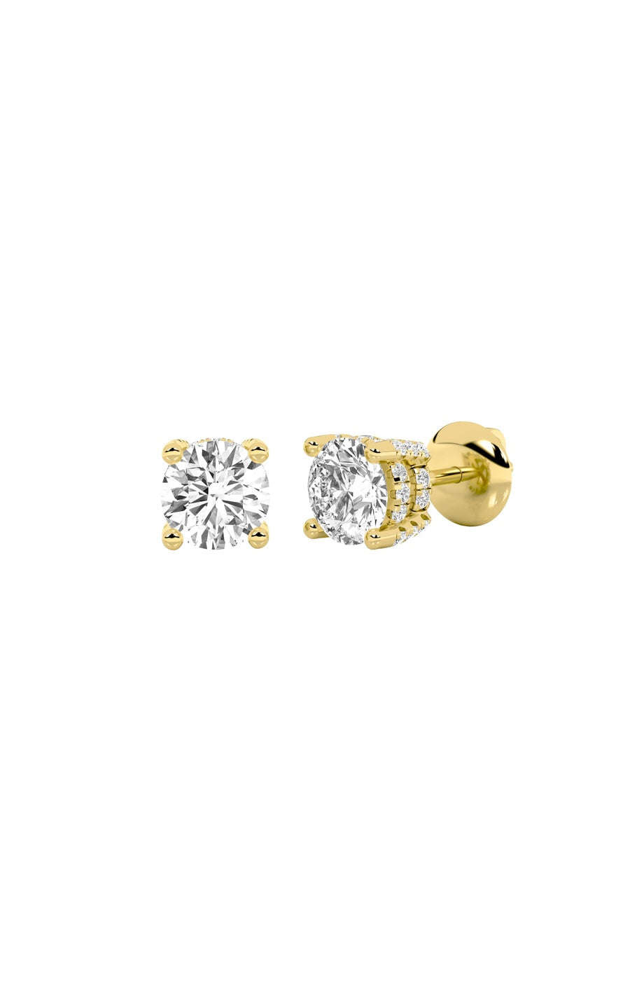 2Cttw Round Shaped Lab Grown Diamond (F/VS) Stud Earrings in 14K Gold