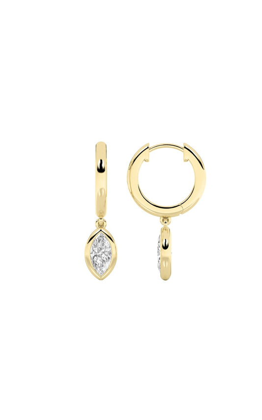 0.6Cttw Marquise Shaped Lab Grown Diamond (F/VS) Dangle Earrings in 14K Gold