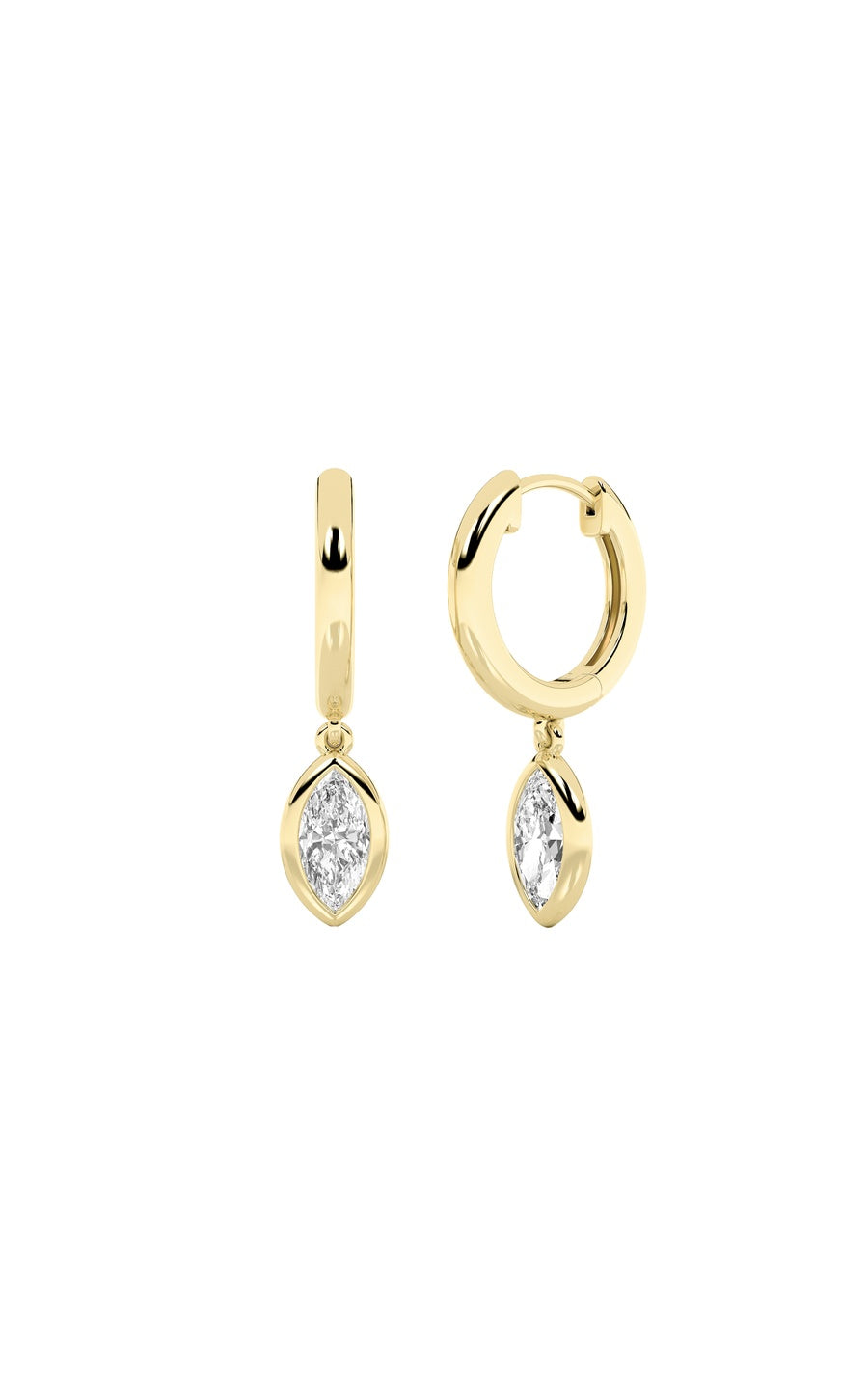 0.6Cttw Marquise Shaped Lab Grown Diamond (F/VS) Dangle Earrings in 14K Gold
