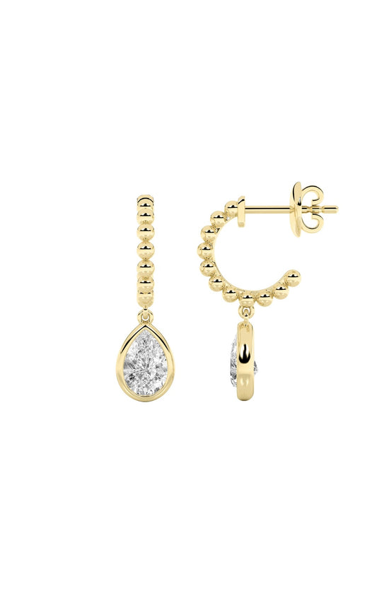 1Cttw Pear Shaped Lab Grown Diamond (F/VS) DangleEarrings in 14K Gold