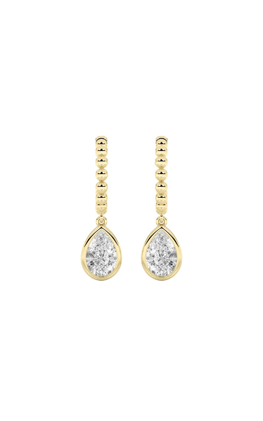 1Cttw Pear Shaped Lab Grown Diamond (F/VS) DangleEarrings in 14K Gold