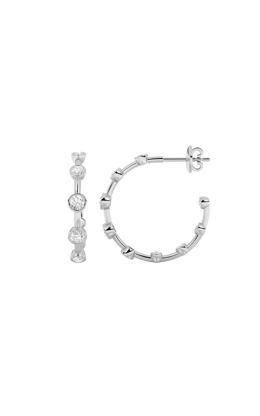 2Cttw Round Shaped Lab Grown Diamond (F/VS) Bezelset Bubble Earrings in 14K Gold