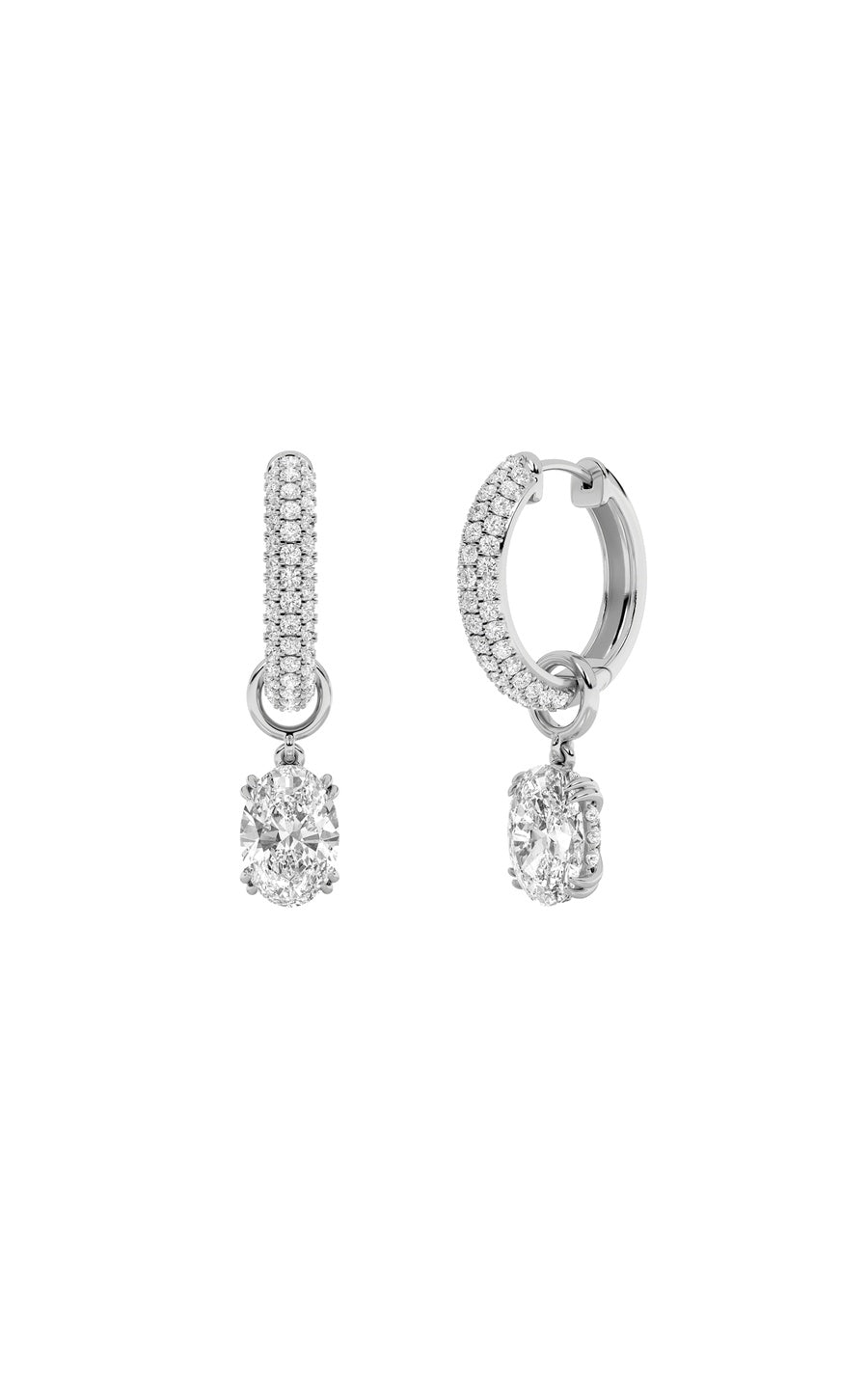 4Cttw Oval Shaped Lab Grown Diamond (F/VS) DangleEarrings in 14K Gold