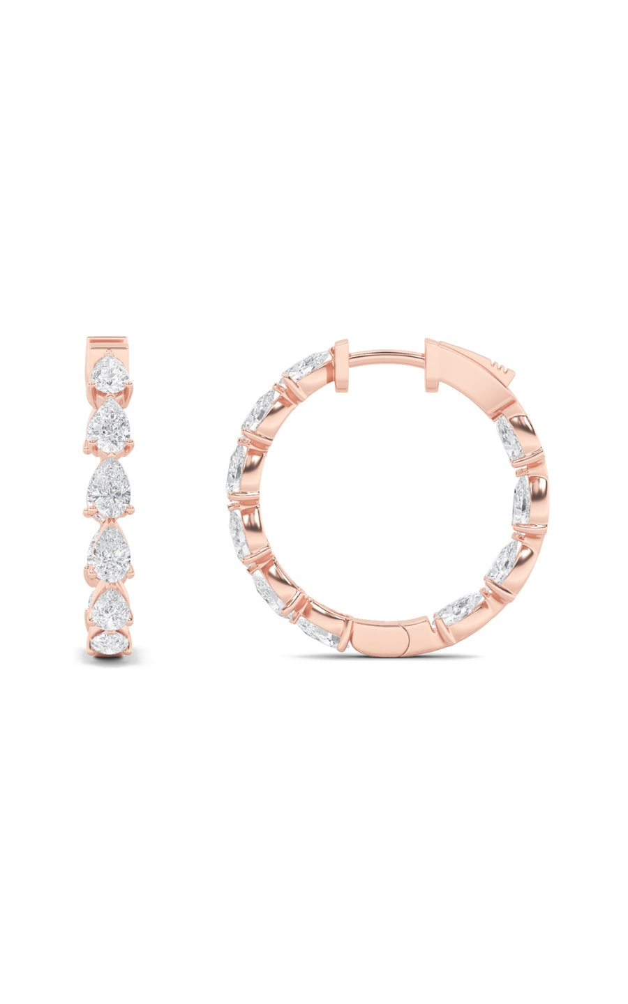 4Cttw Pear Shaped Lab Grown Diamond (F/VS) InsideOut Hoop Earrings in 14K Gold
