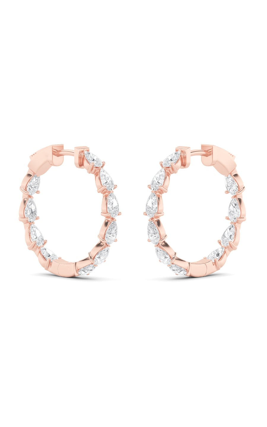 4Cttw Pear Shaped Lab Grown Diamond (F/VS) InsideOut Hoop Earrings in 14K Gold