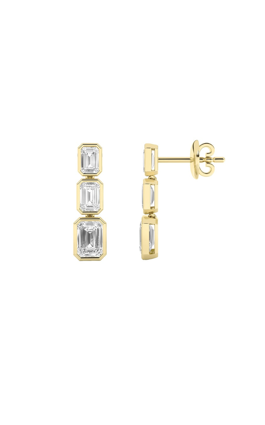 5Cttw Emerald Shaped Lab Grown Diamond Earrings in14K Gold