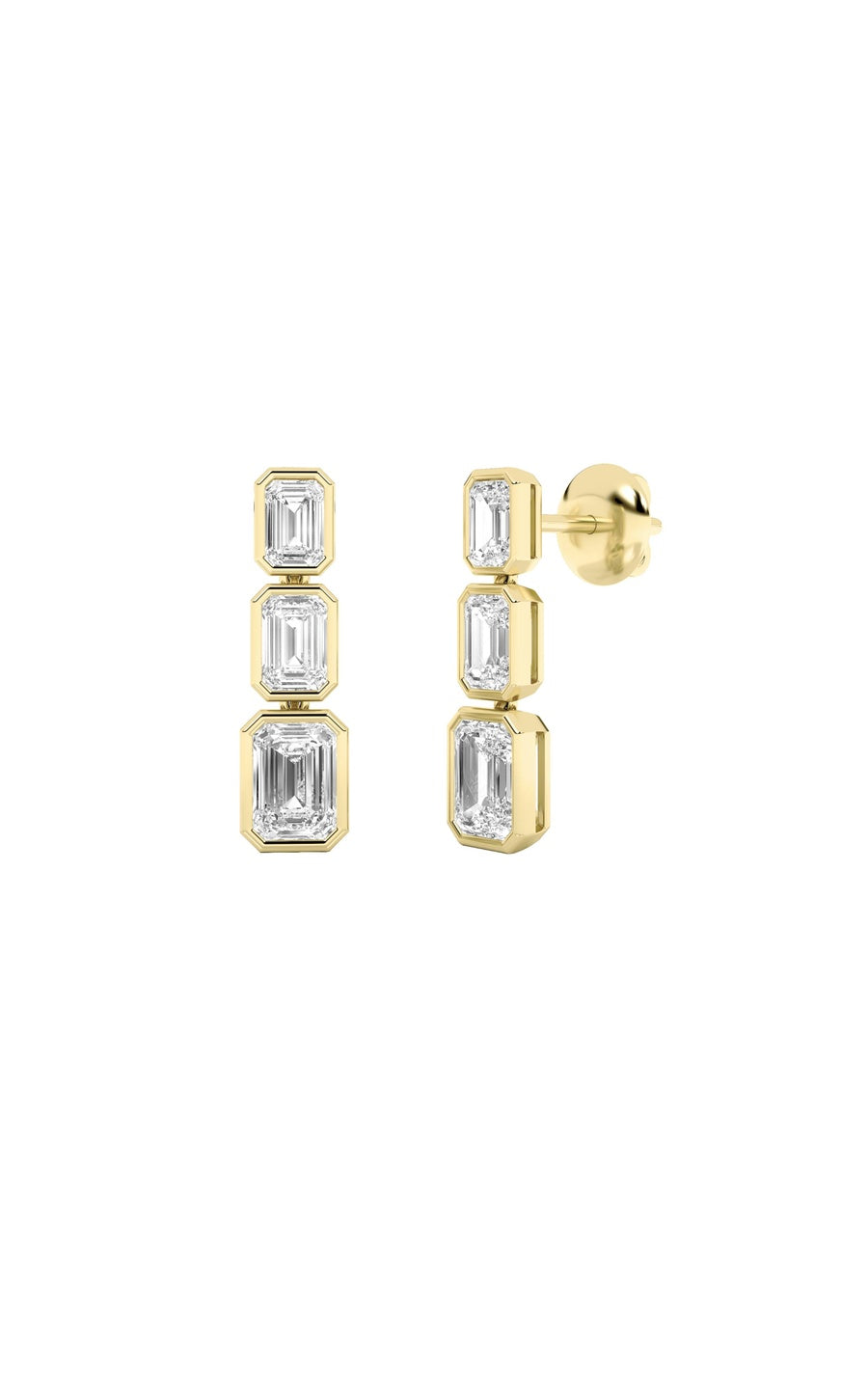5Cttw Emerald Shaped Lab Grown Diamond Earrings in14K Gold