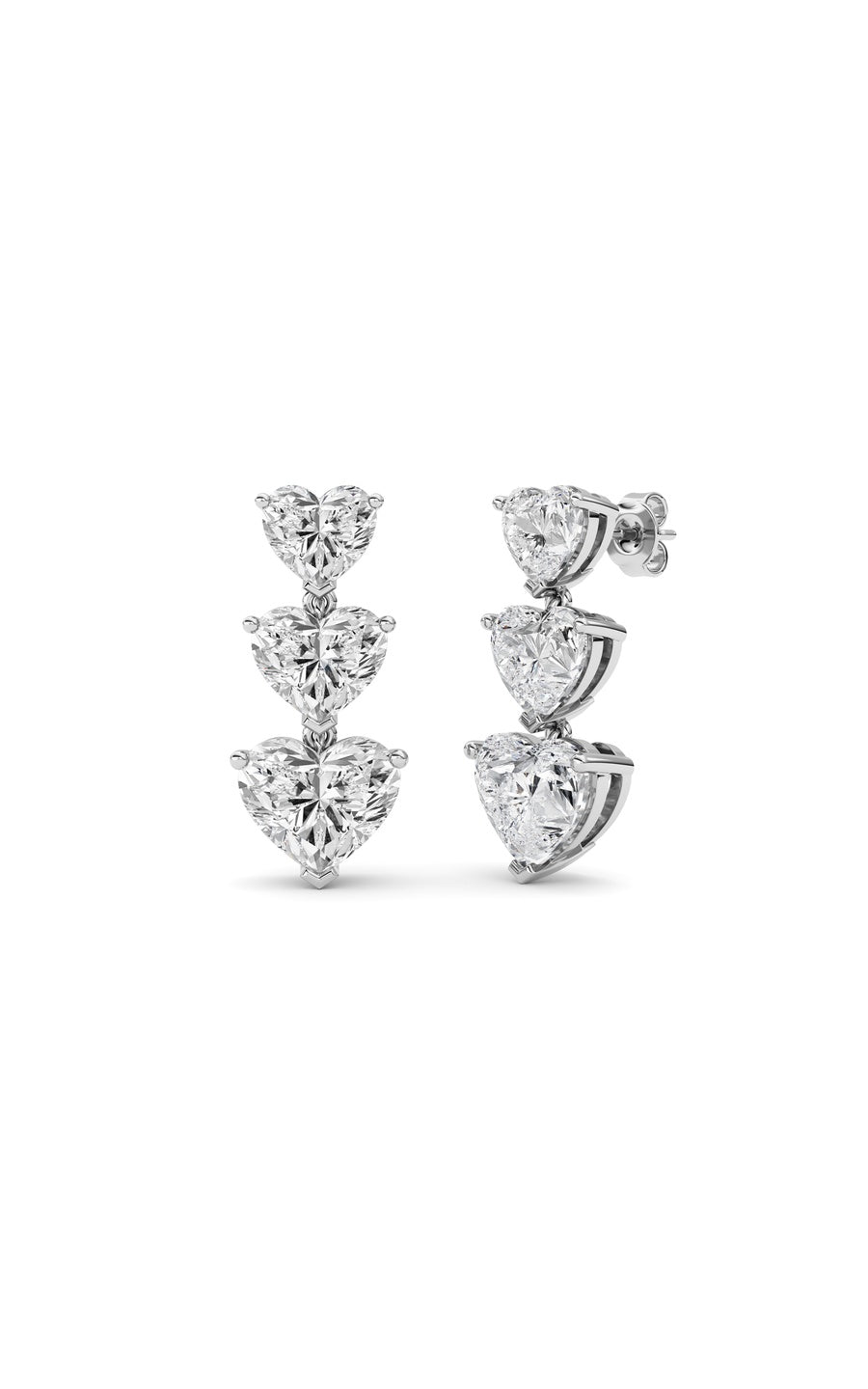 16Cttw Heart Shaped Lab Grown Diamond (F/VS ) Earrings in 14K Gold