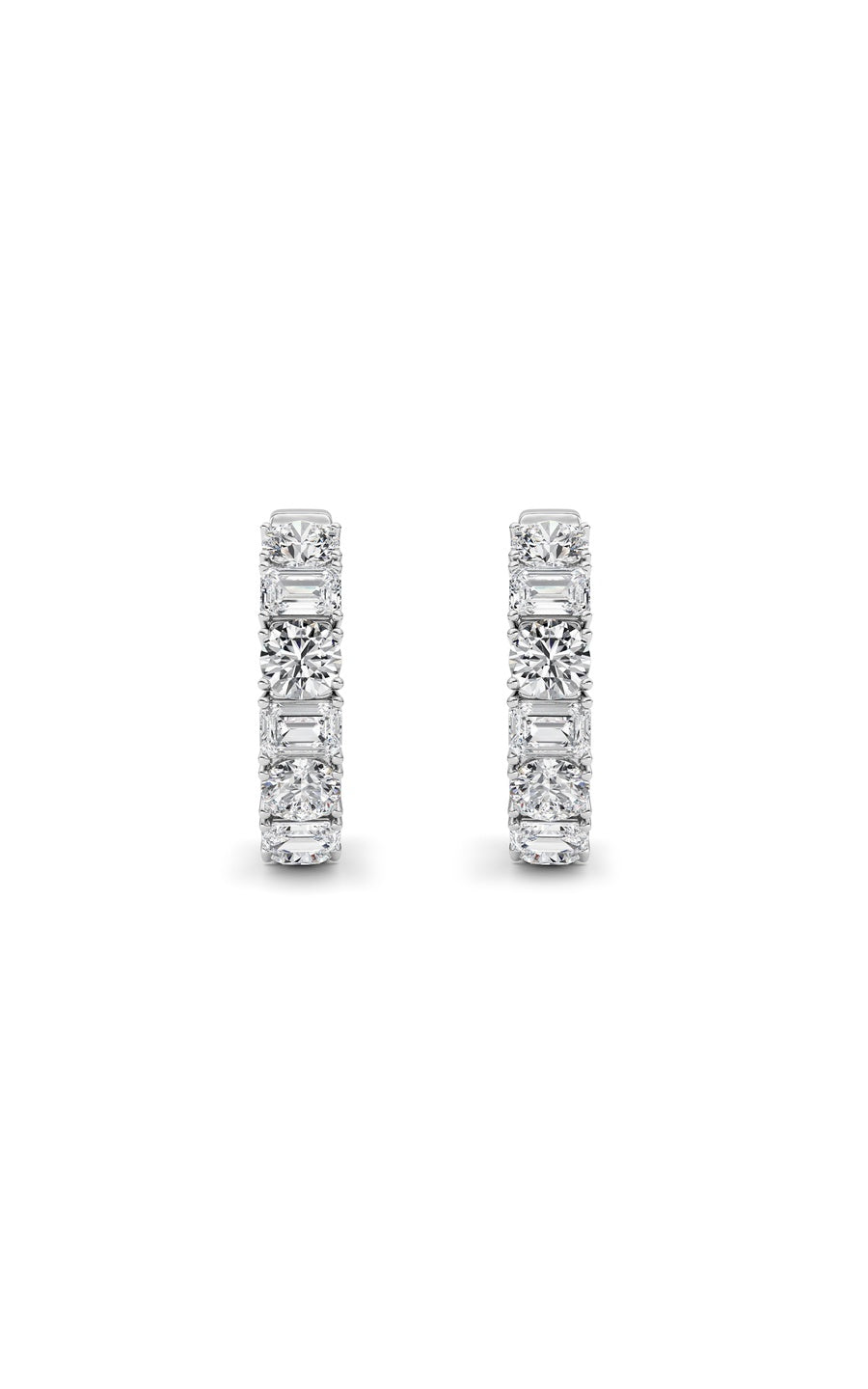5Cttw Emerald Shaped Lab Grown Diamond (F/VS )Inside Out Hoop Earrings in 14K Gold