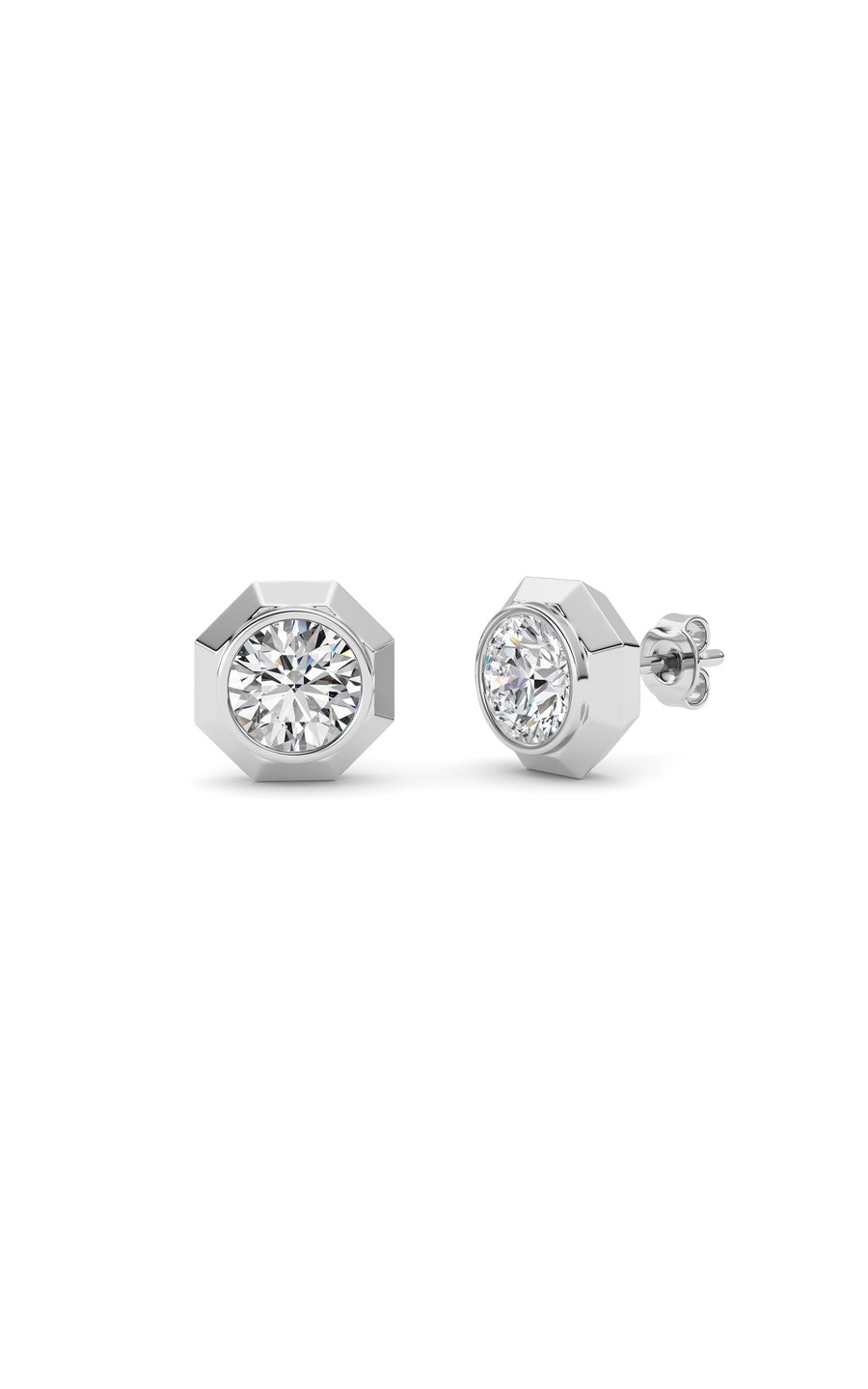 2Cttw Round Shaped Lab Grown Diamond (F/VS ) StudEarrings in 14K Gold