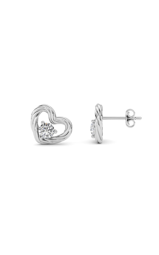 0.5Cttw Round Shaped Lab Grown Diamond (F/VS ) Heart Earrings in 14K Gold