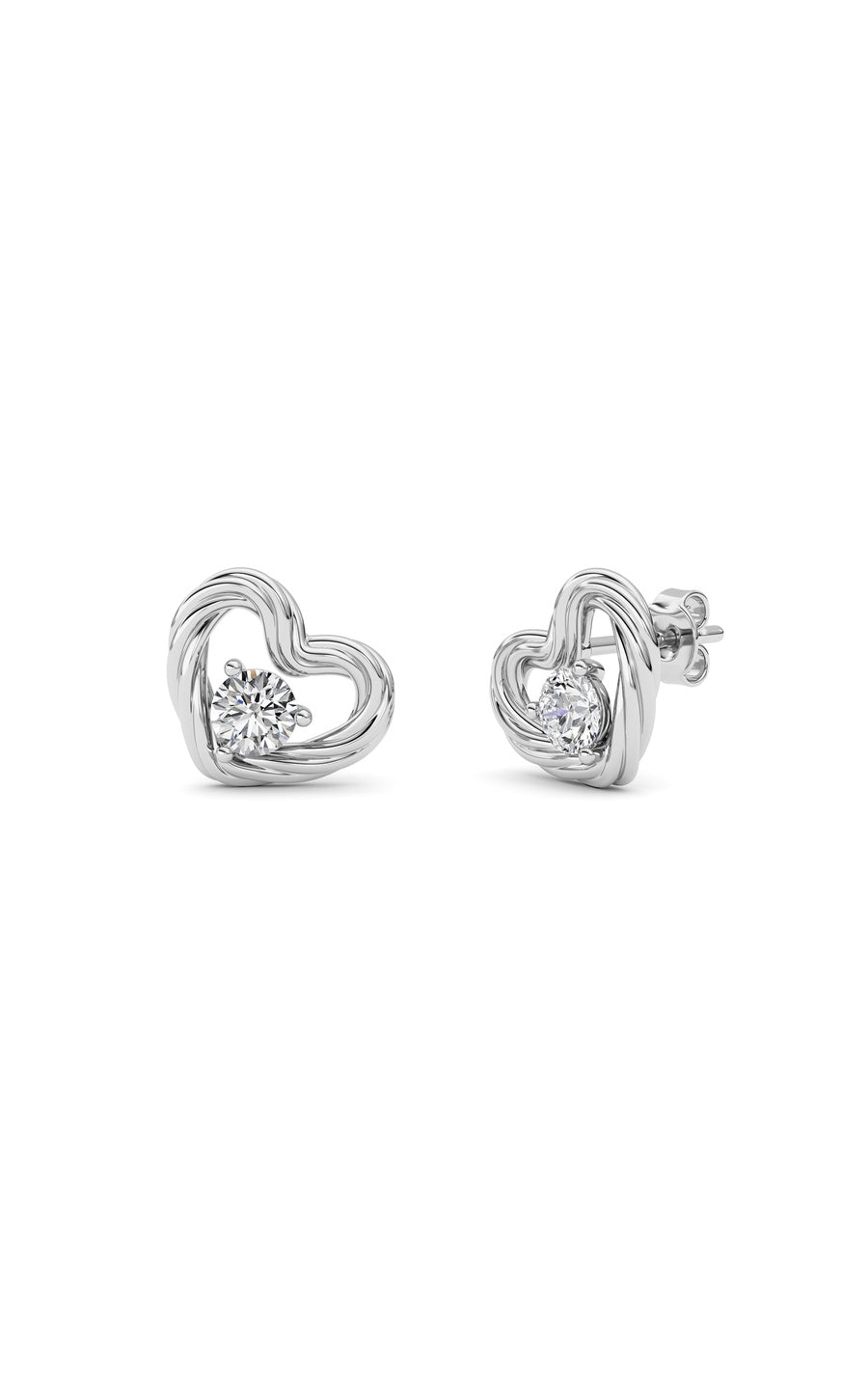 0.5Cttw Round Shaped Lab Grown Diamond (F/VS ) Heart Earrings in 14K Gold
