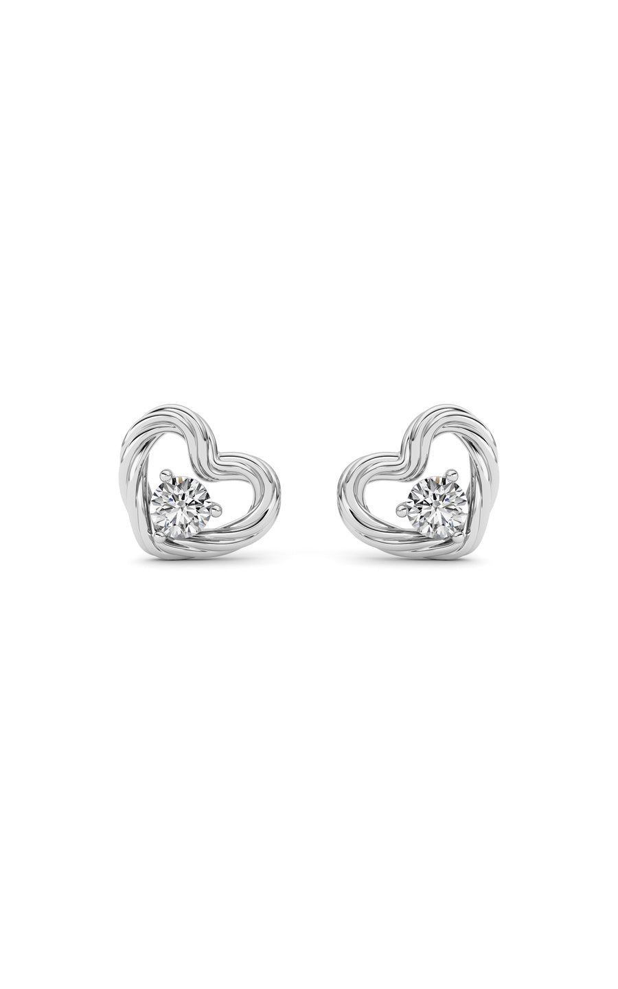 0.5Cttw Round Shaped Lab Grown Diamond (F/VS ) Heart Earrings in 14K Gold