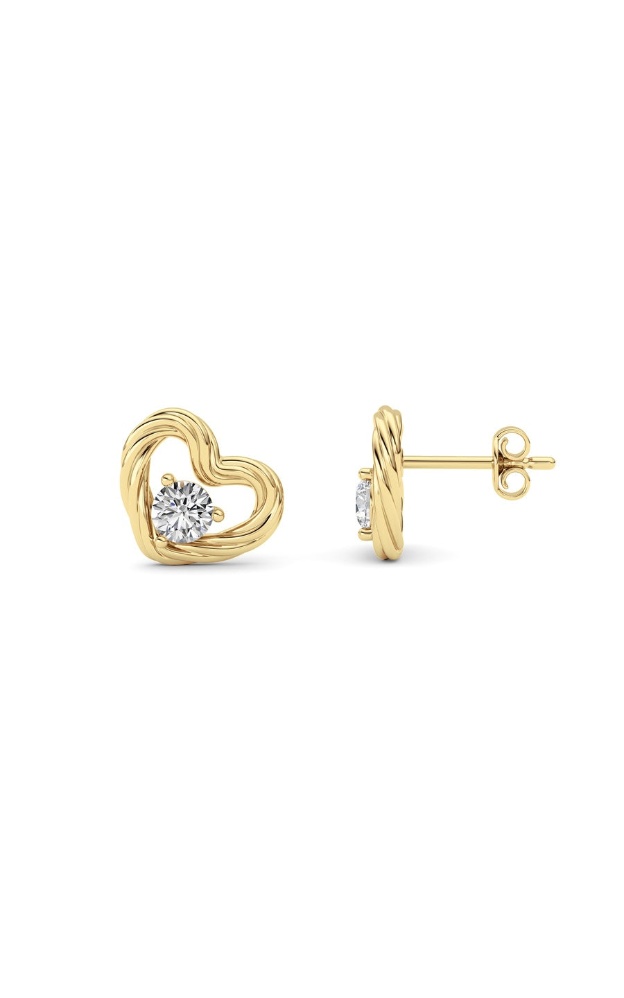 0.5Cttw Round Shaped Lab Grown Diamond (F/VS ) Heart Earrings in 14K Gold