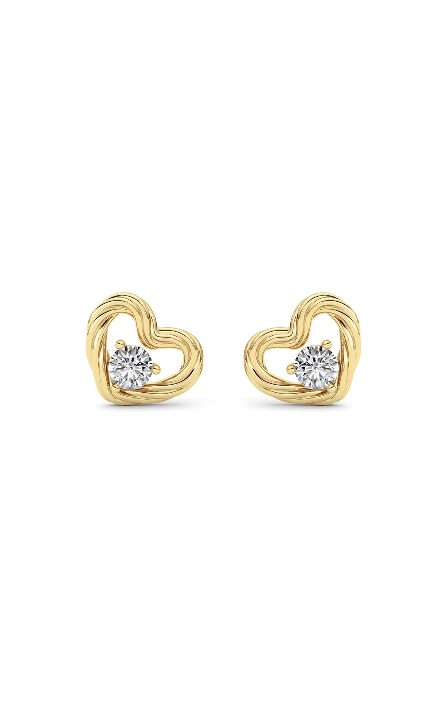 0.5Cttw Round Shaped Lab Grown Diamond (F/VS ) Heart Earrings in 14K Gold