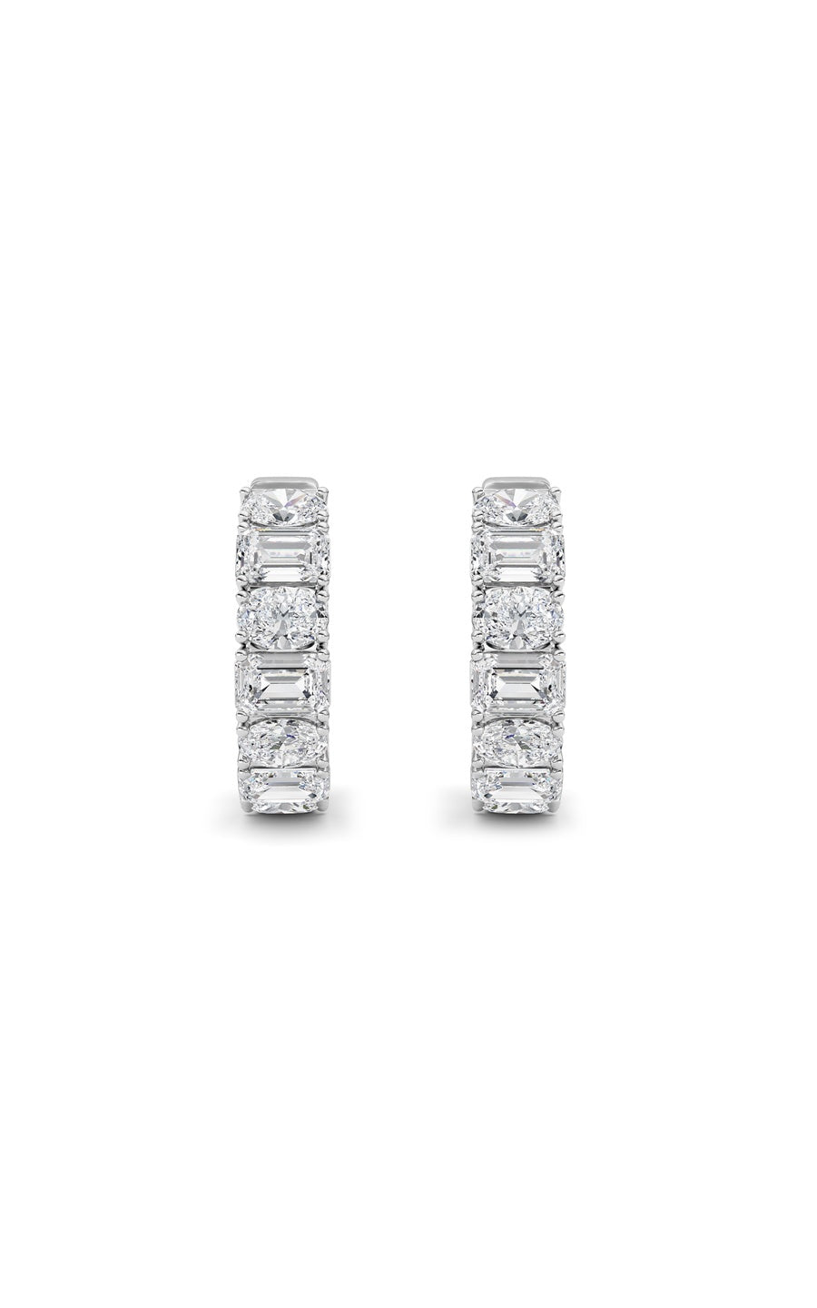 5Cttw Emerald Shaped Lab Grown Diamond (F/VS )Inside Out Hoop Earrings in 14K Gold
