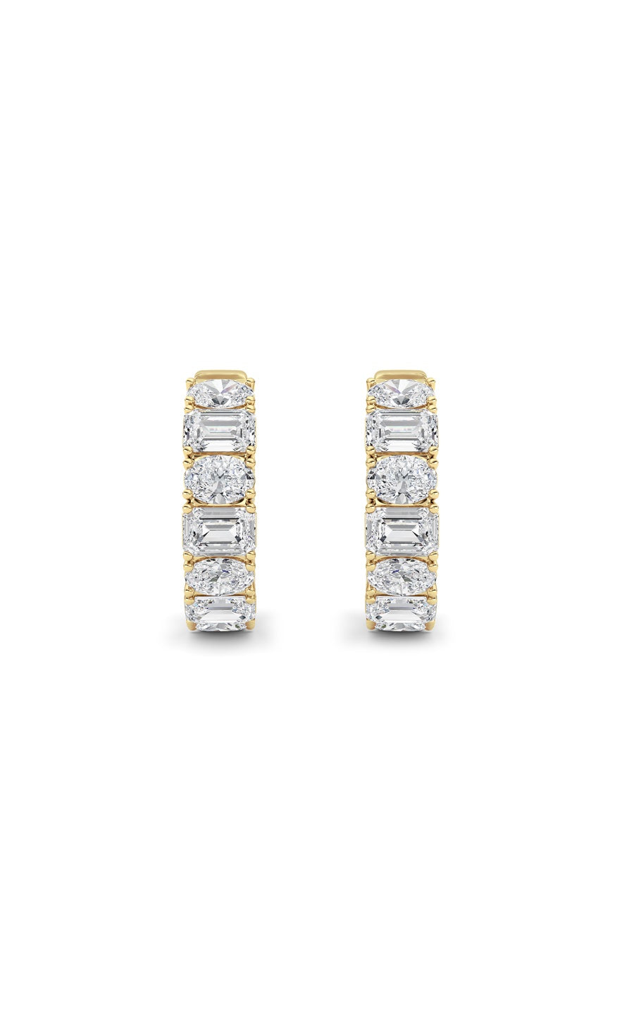 5Cttw Emerald Shaped Lab Grown Diamond (F/VS )Inside Out Hoop Earrings in 14K Gold