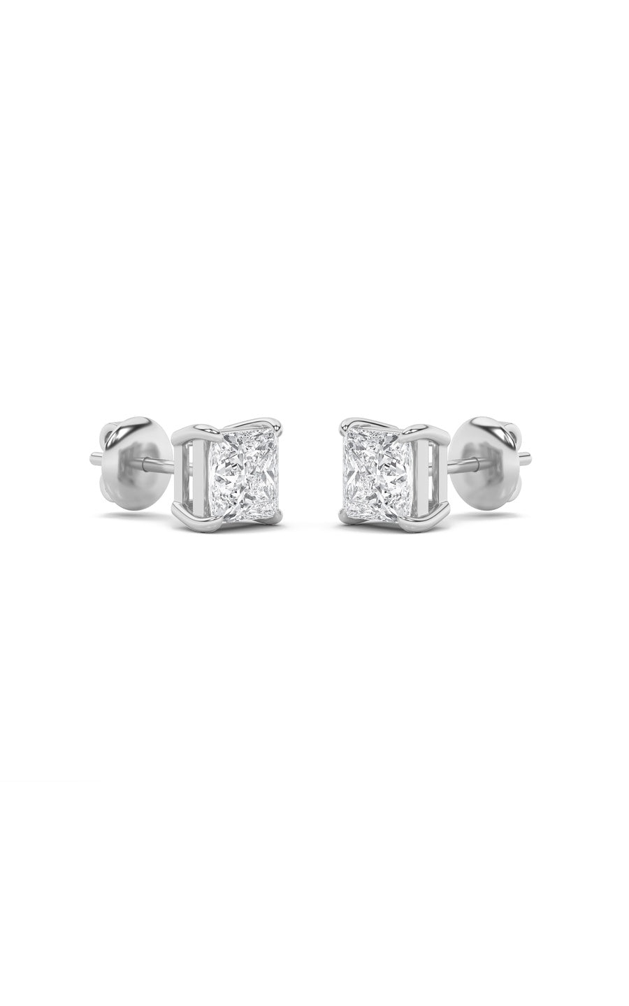 2Cttw Princess Shaped Lab Grown Diamond (F/VS) Stud Earrings in 14K Gold