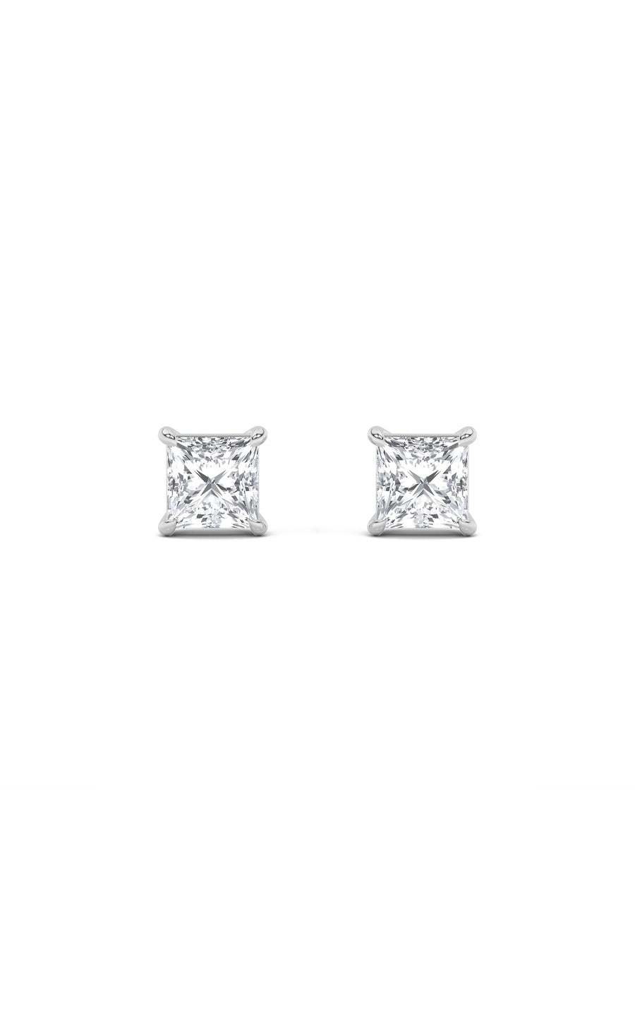 2Cttw Princess Shaped Lab Grown Diamond (F/VS) Stud Earrings in 14K Gold