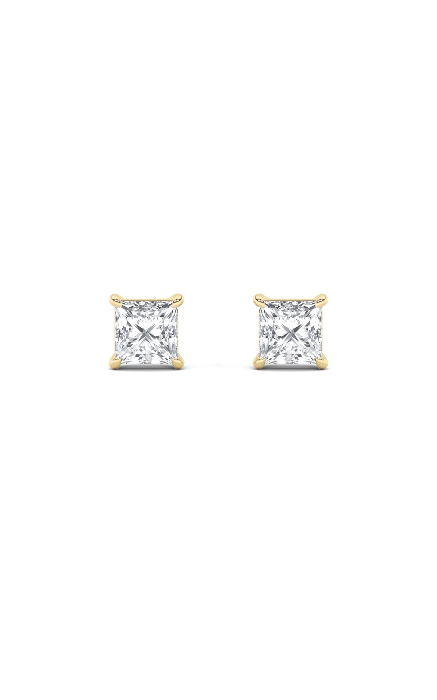 2Cttw Princess Shaped Lab Grown Diamond (F/VS) Stud Earrings in 14K Gold