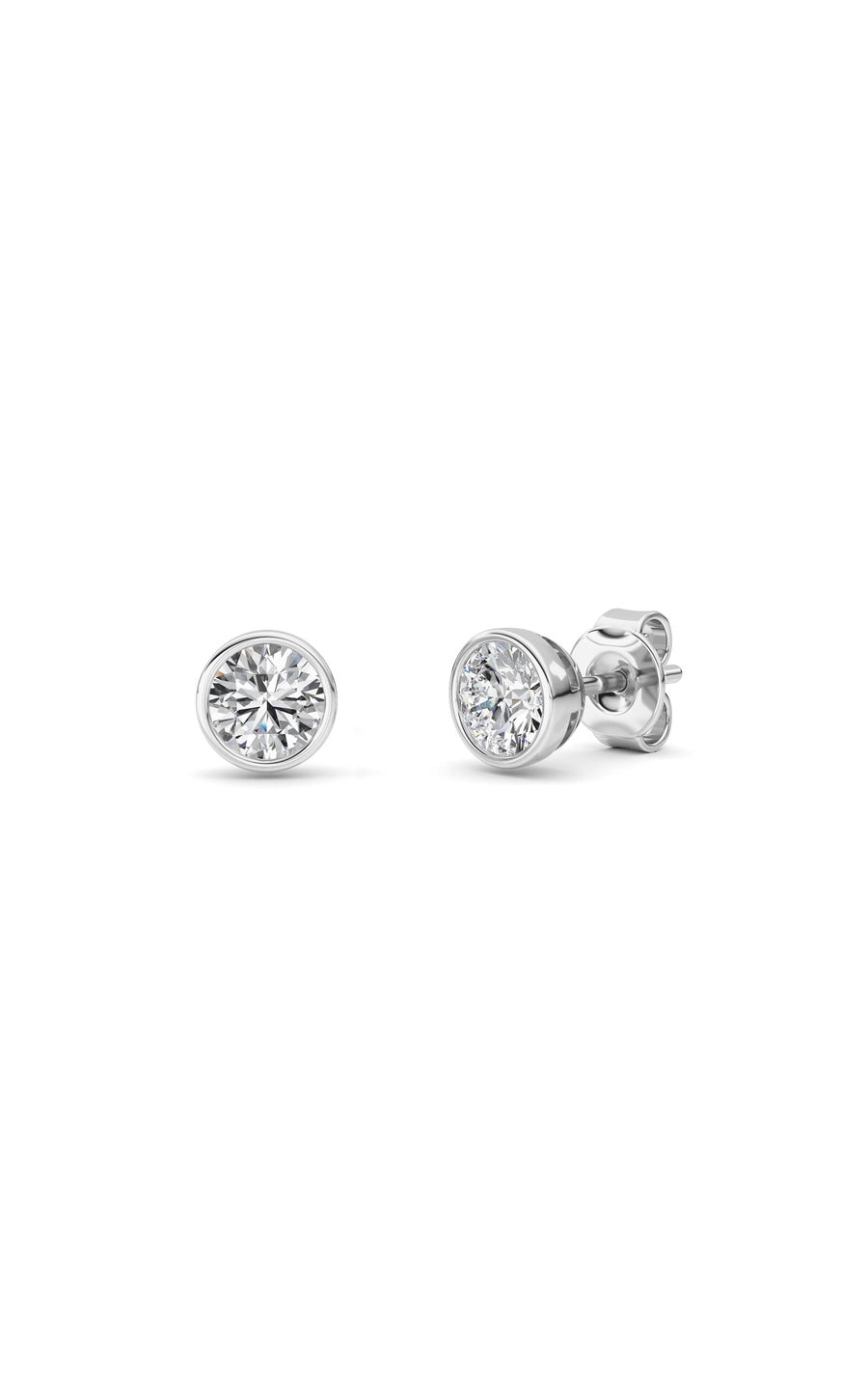 1Cttw Round Shaped Lab Grown Diamond (F/VS) BezelSet Earrings in 14K Gold