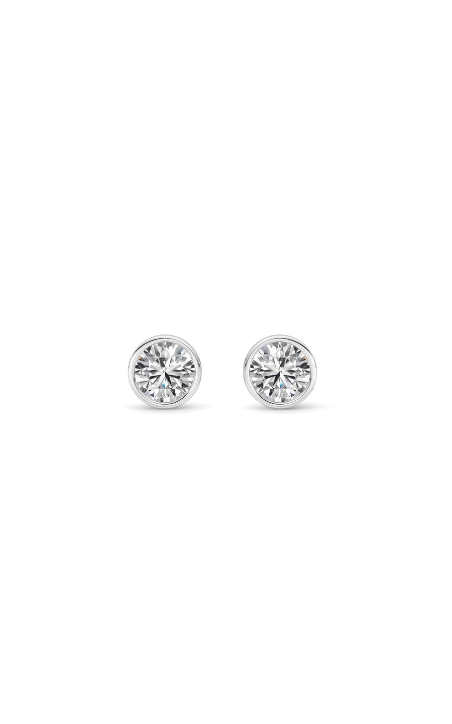 1Cttw Round Shaped Lab Grown Diamond (F/VS) BezelSet Earrings in 14K Gold