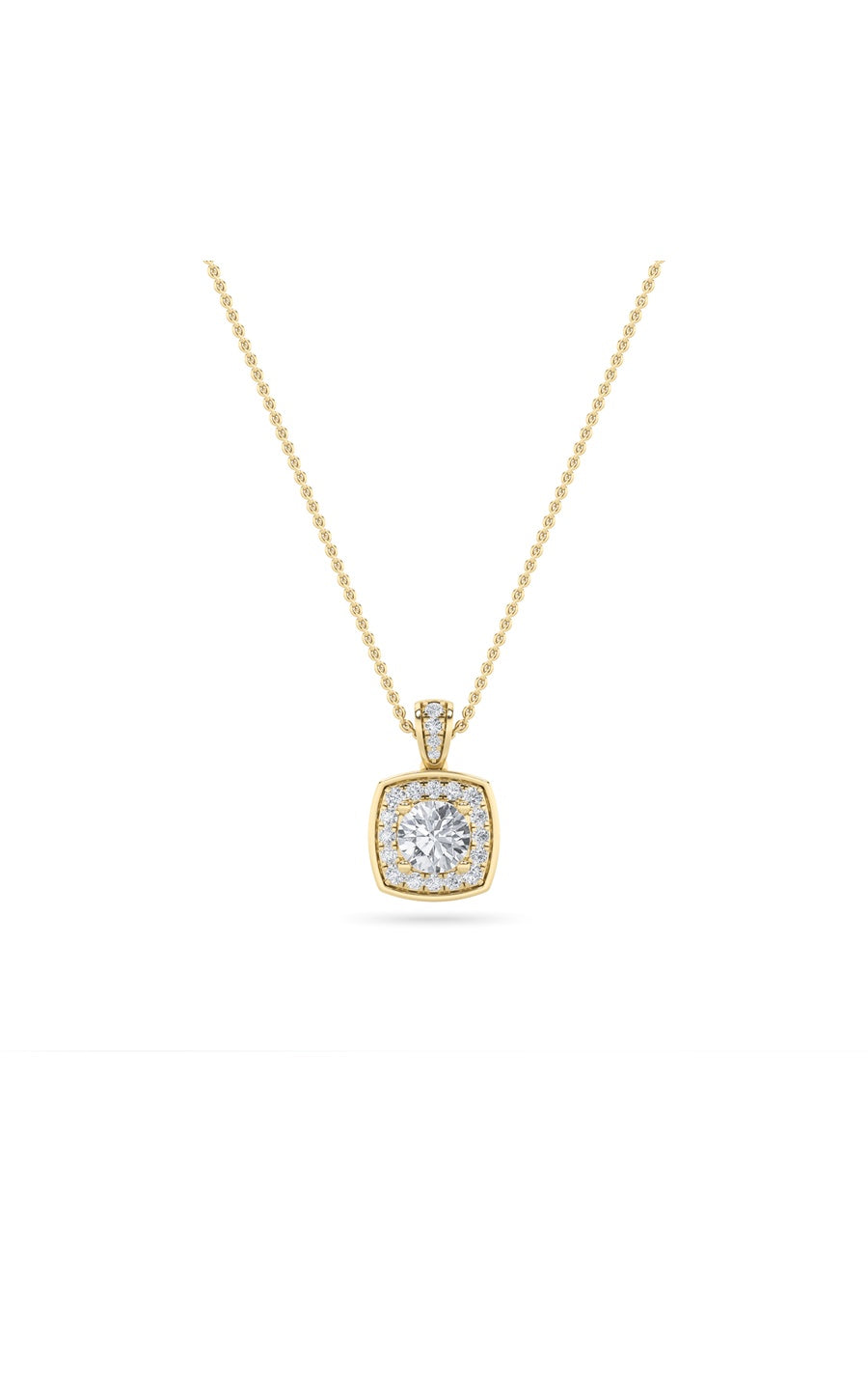 0.75Cttw Round Shaped Lab Grown Diamond (F/VS) Halo Pendant in 14K Gold