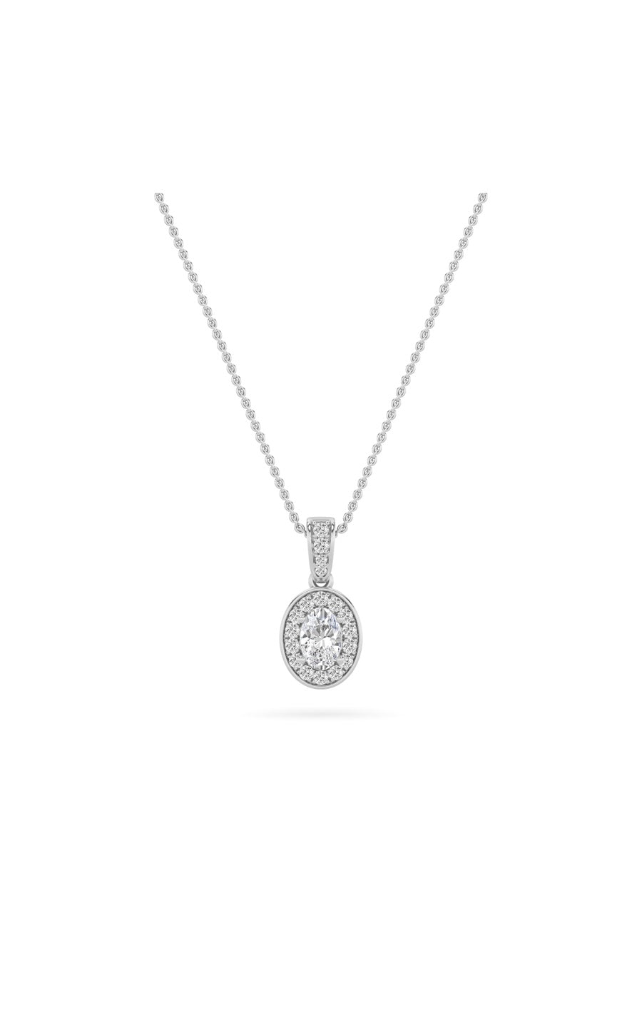0.75Cttw Oval Shaped Lab Grown Diamond (F/VS) HaloPendant in 14K Gold