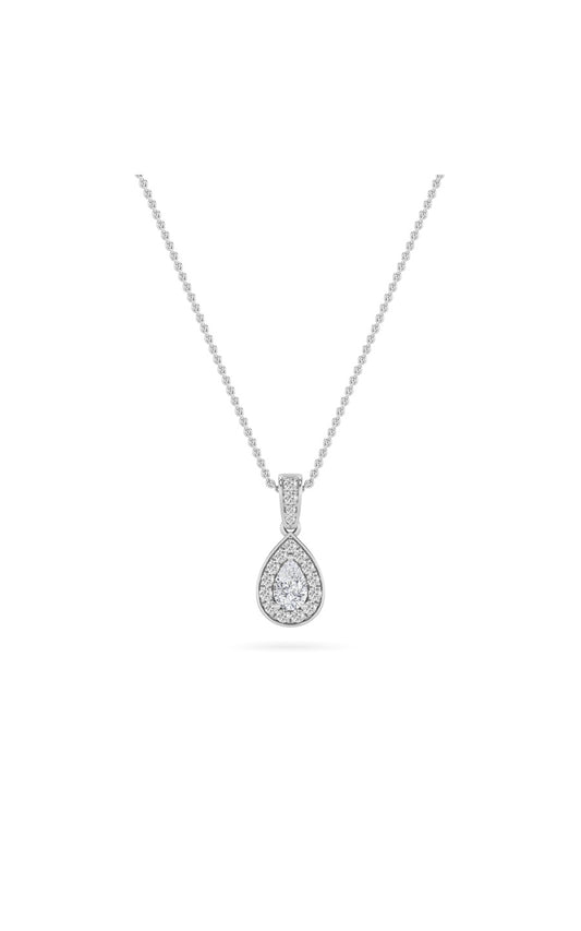 0.75Cttw Pear Shaped Lab Grown Diamond (F/VS) HaloPendant in 14K Gold