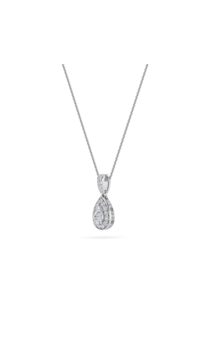 0.75Cttw Pear Shaped Lab Grown Diamond (F/VS) HaloPendant in 14K Gold
