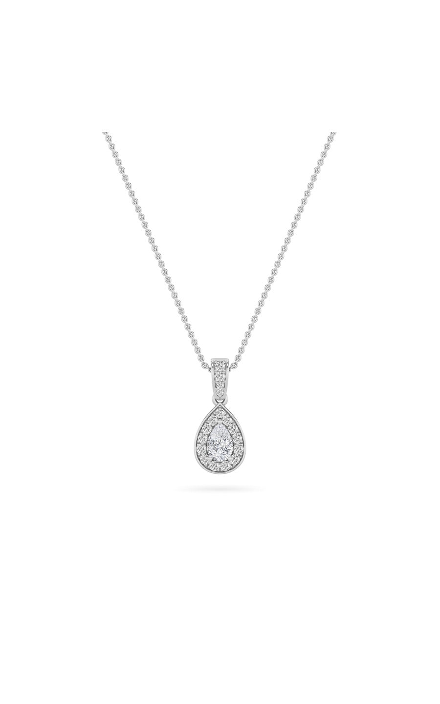 1.3Cttw Pear Shaped Lab Grown Diamond (F/VS) HaloPendant in 14K Gold