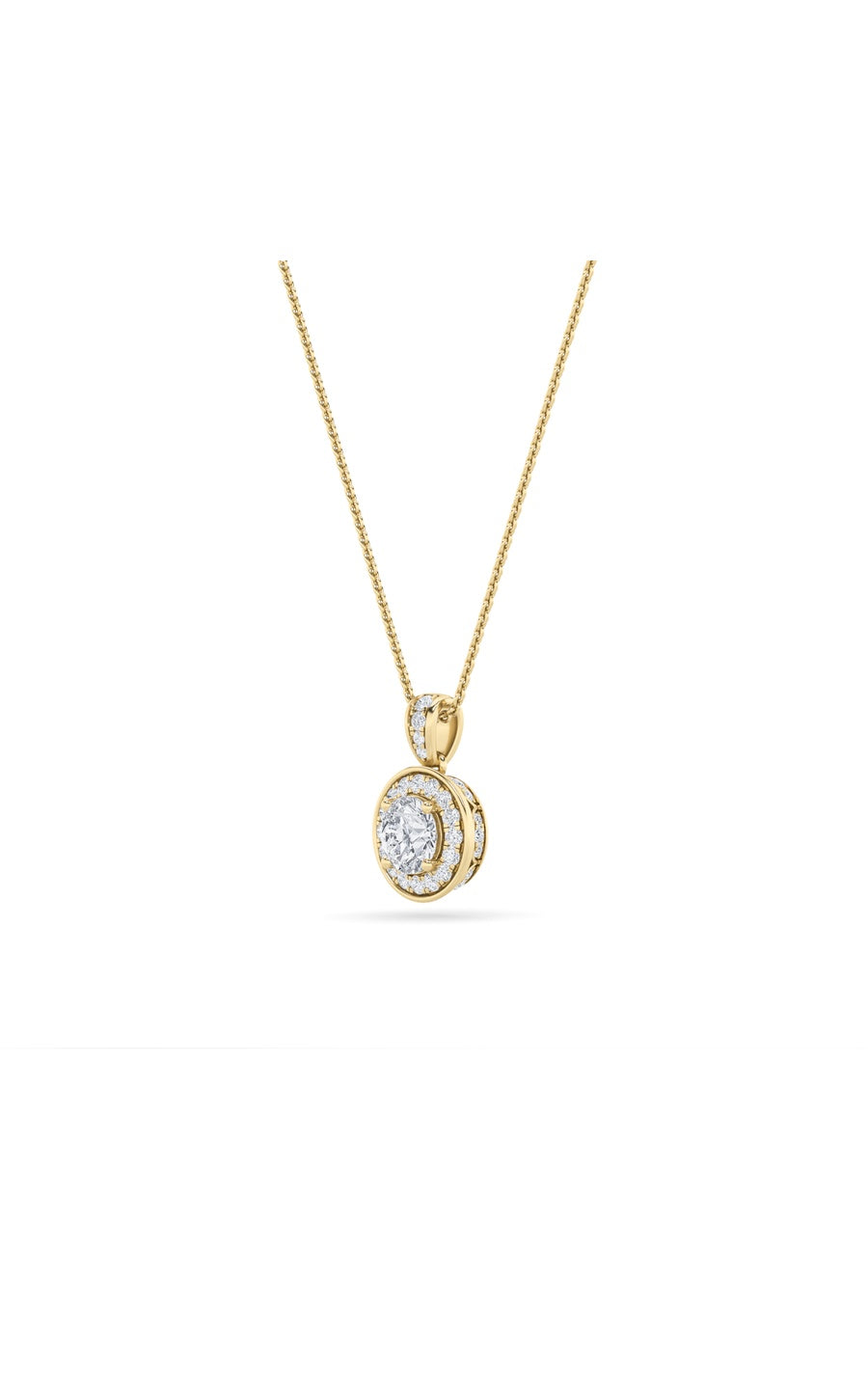 0.75Cttw Round Shaped Lab Grown Diamond (F/VS) Halo Pendant in 14K Gold