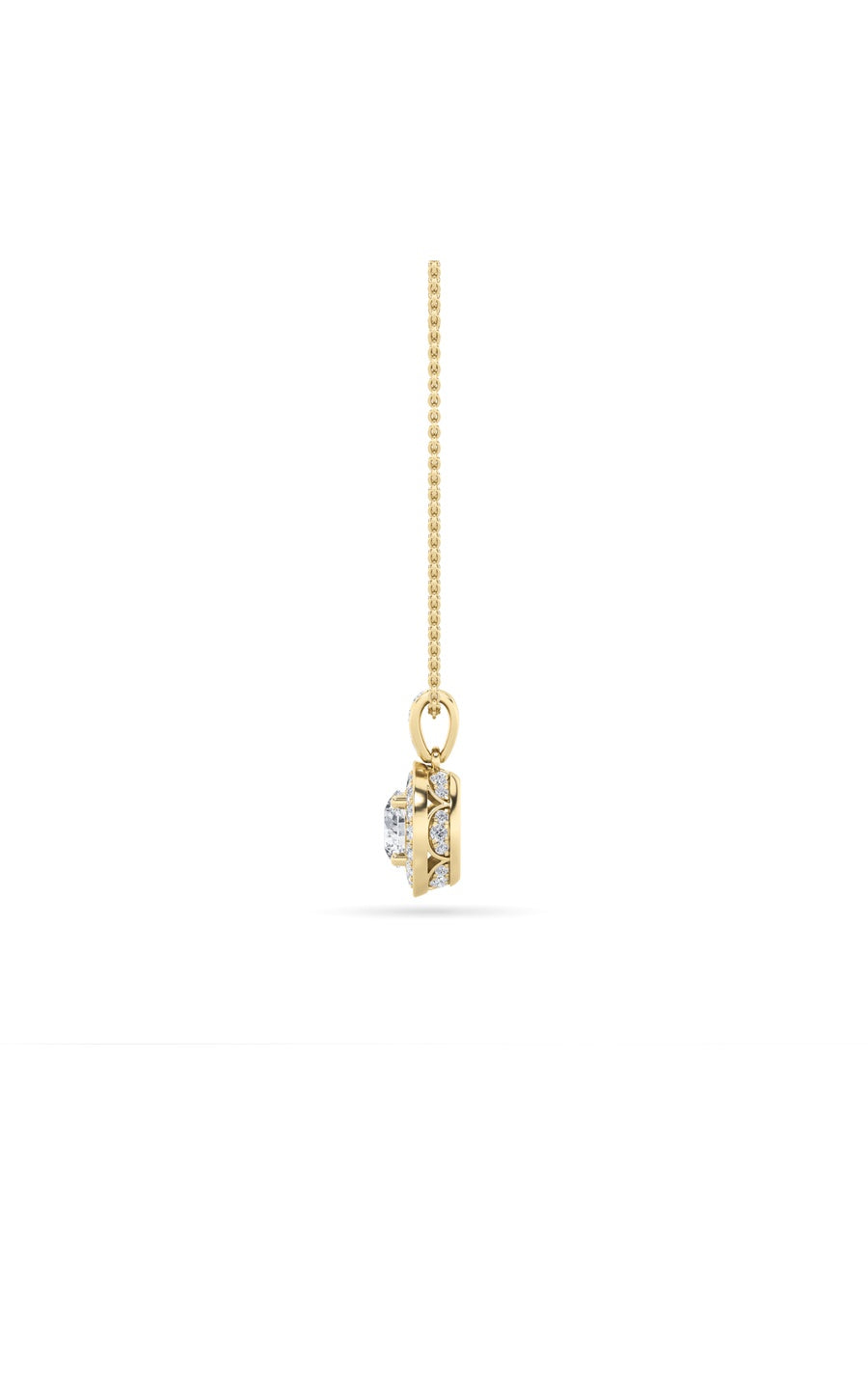 0.75Cttw Round Shaped Lab Grown Diamond (F/VS) Halo Pendant in 14K Gold