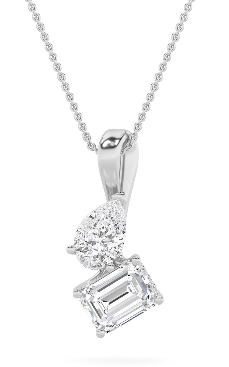 3Cttw Emerald Shaped Lab Grown Diamond (F/VS) Toiet Moi Pendant in 14K Gold