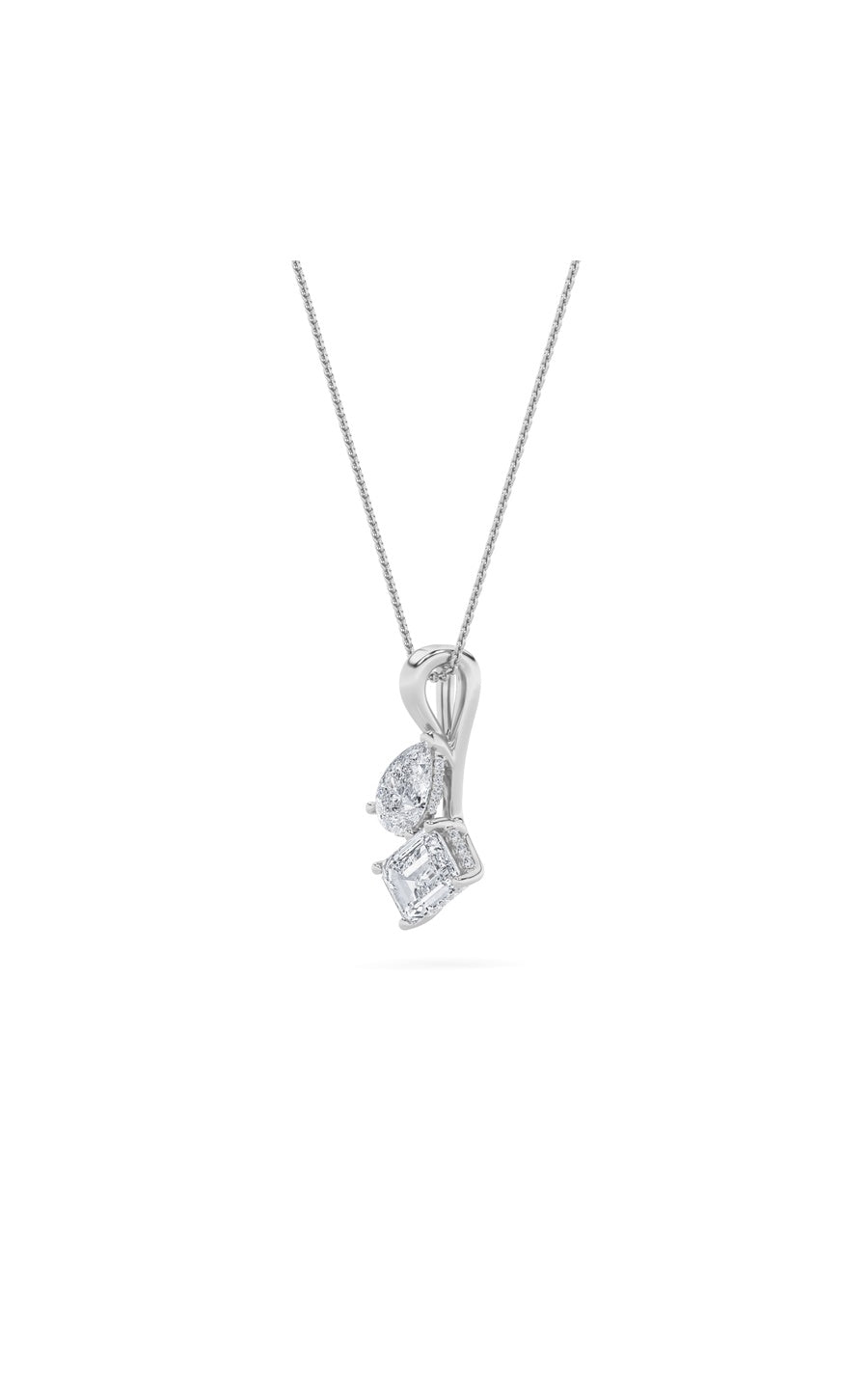 3Cttw Emerald Shaped Lab Grown Diamond (F/VS) Toiet Moi Pendant in 14K Gold