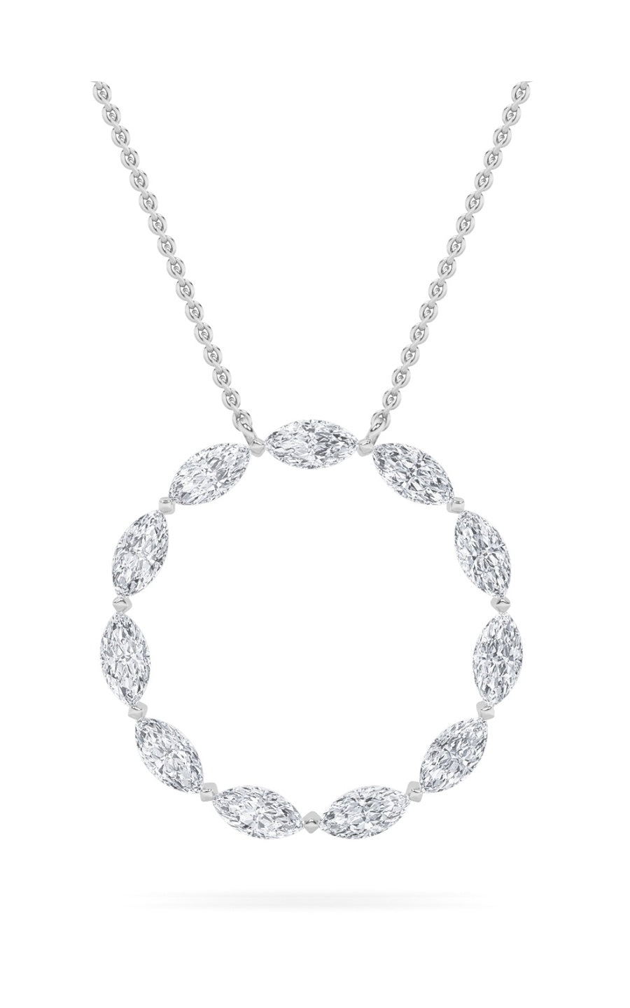 2Cttw Marquise Shaped Lab Grown Diamond (F/VS) Circle Necklace in 14K Gold
