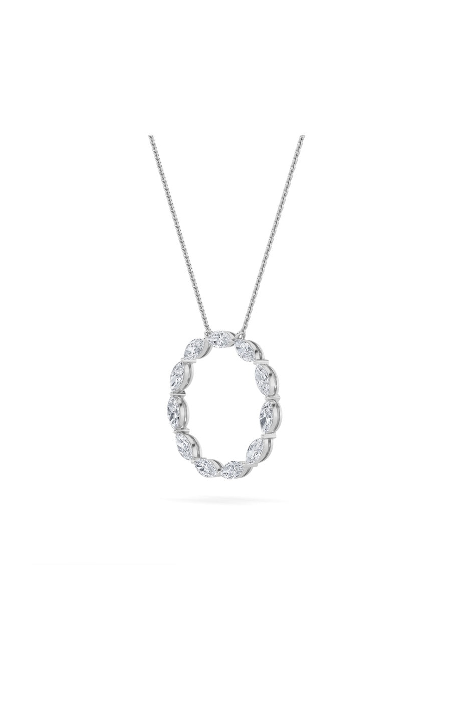 2Cttw Marquise Shaped Lab Grown Diamond (F/VS) Circle Necklace in 14K Gold