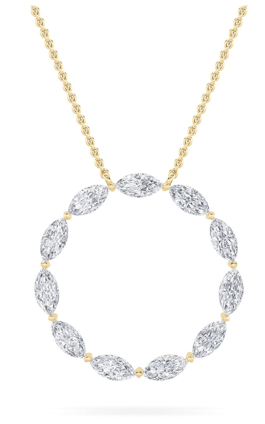 2Cttw Marquise Shaped Lab Grown Diamond (F/VS) Circle Necklace in 14K Gold