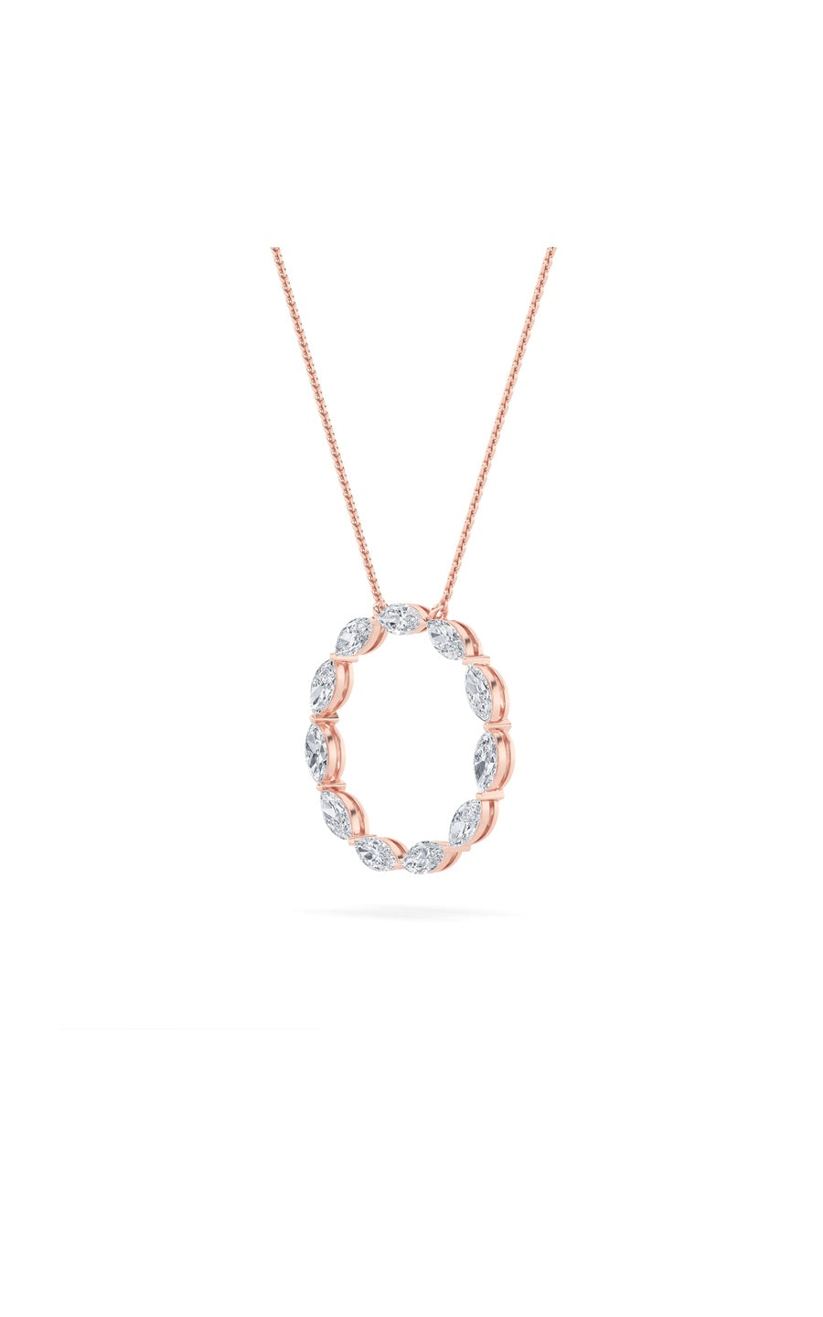 2.25Cttw Marquise Shaped Lab Grown Diamond (F/VS)Circle Necklace in 14K Gold