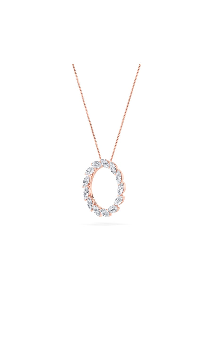 2Cttw Marquise Shaped Lab Grown Diamond (F/VS) Circle Necklace in 14K Gold